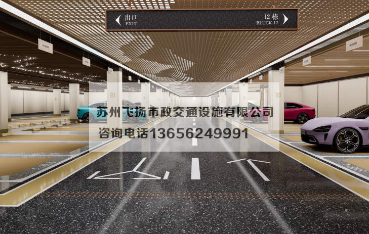 万科左岸车库划线设计效果宣传图