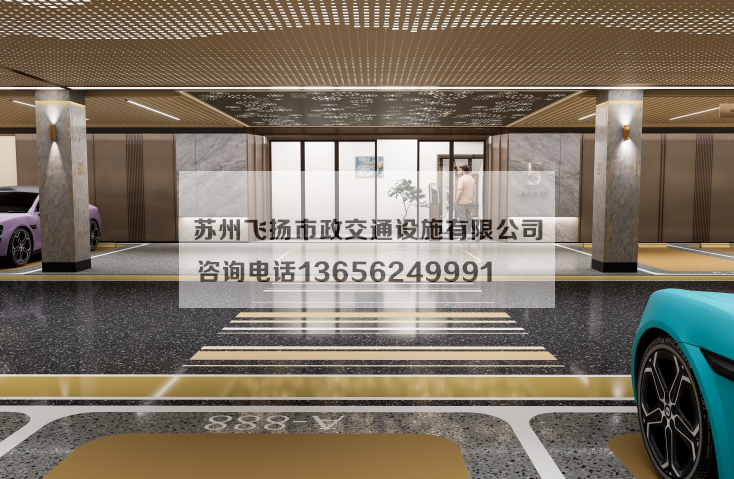 万科左岸车库划线设计效果宣传图